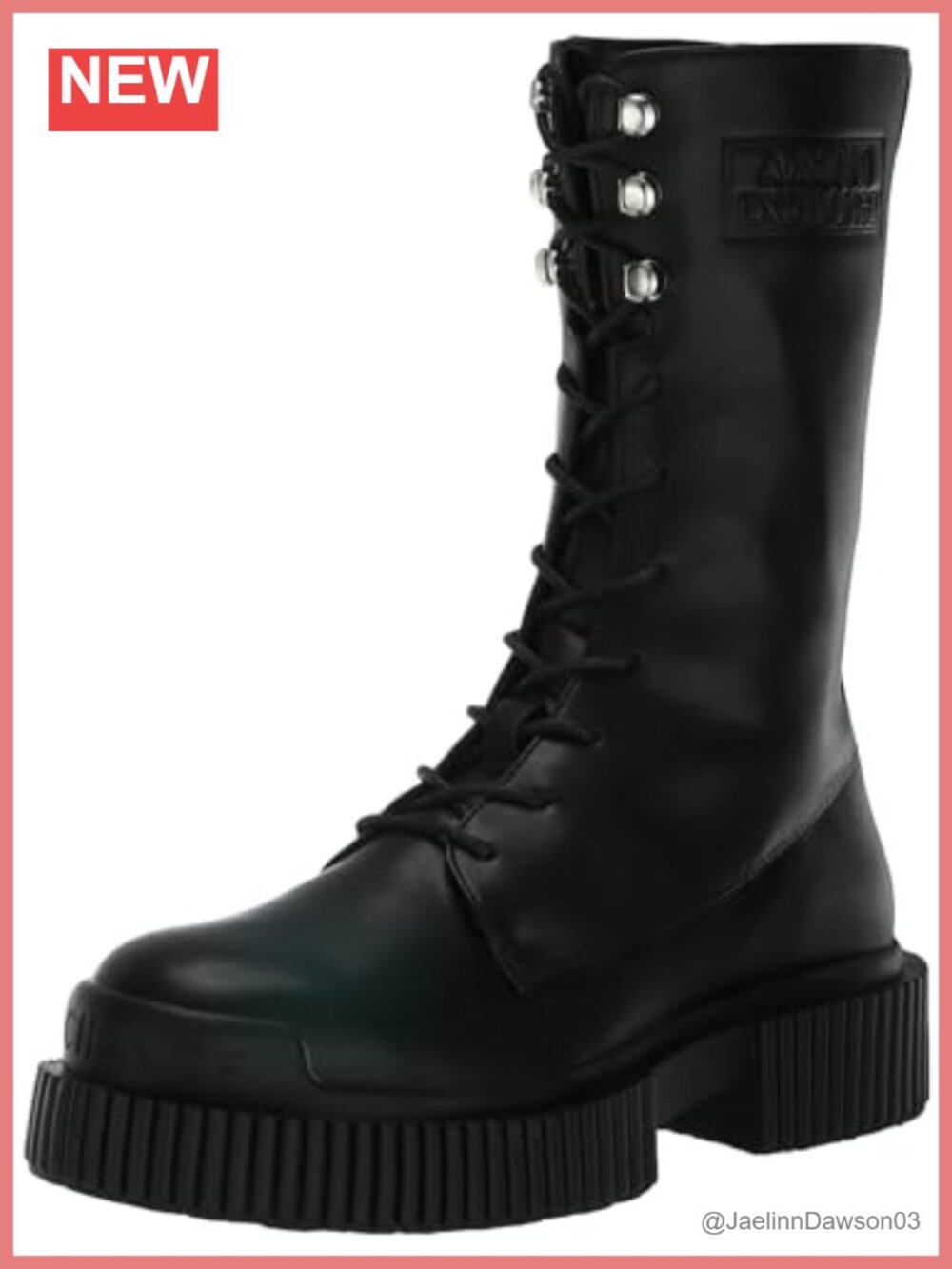 Women's Leather Lace Up Platform Combat Boots Chunky Sole Ankle Boot